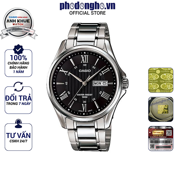 Đồng hồ nam dây kim loại casio anh khuê mtp-1384d-1avdf