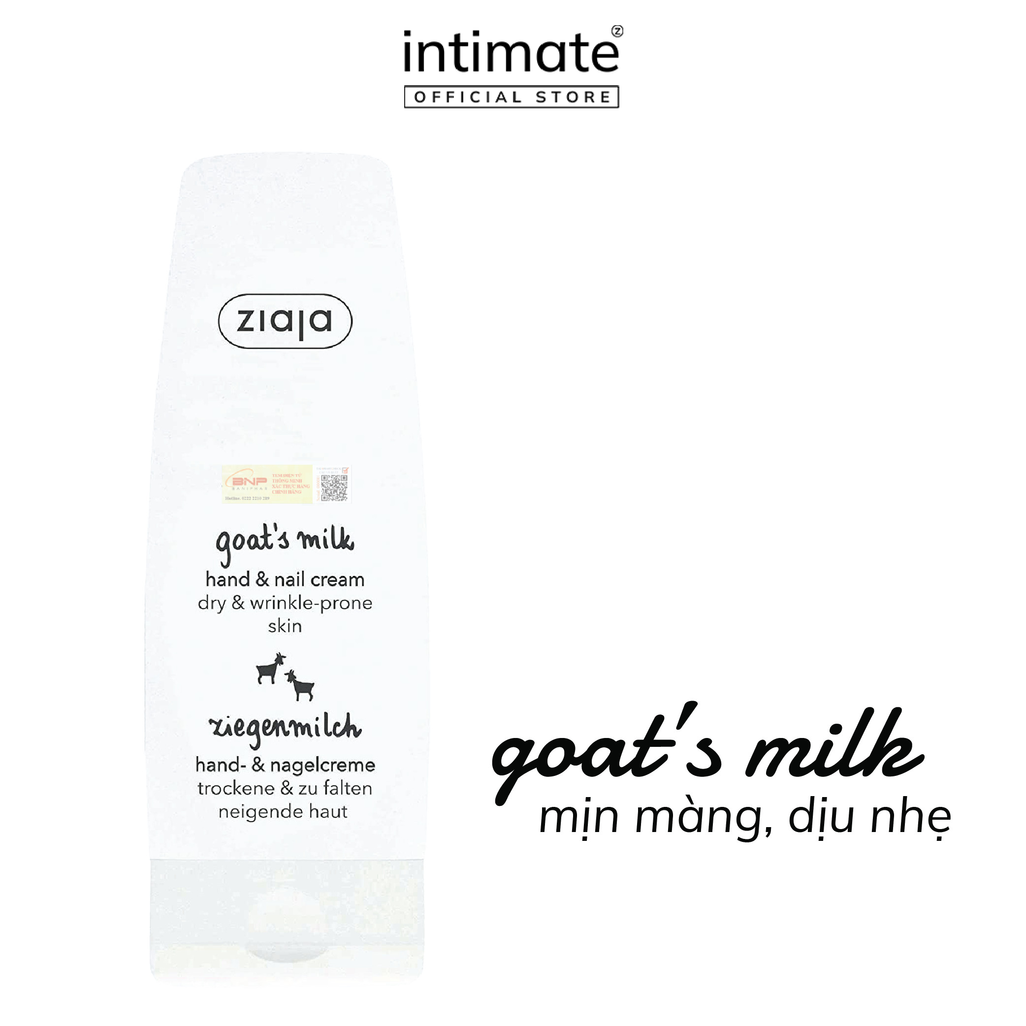 Kem dưỡng da tay và móng goat's milk ziaja baniphar giúp dưỡng ẩm giảm tình trạng khô, nứt nẻ da 80ml