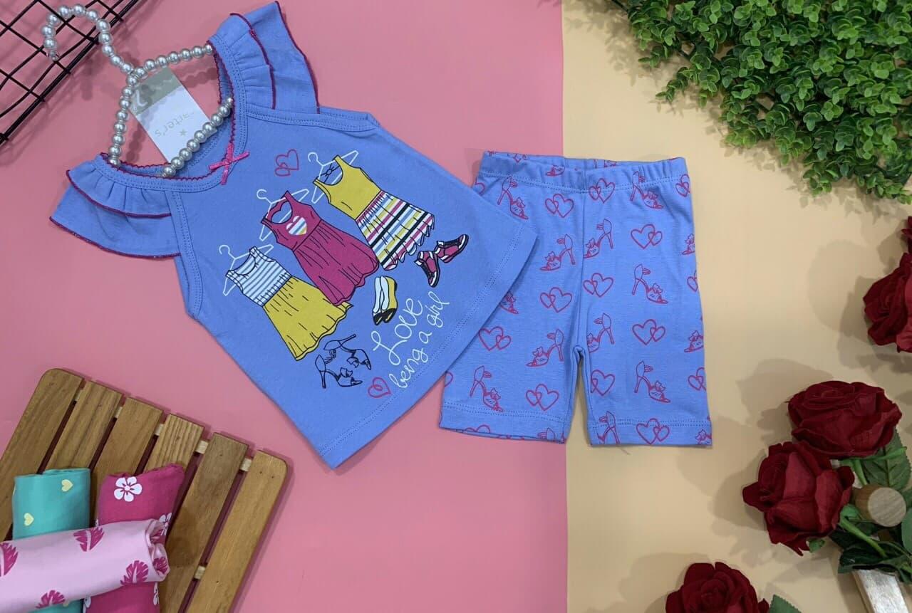Bộ ngắn bé gái chất cotton 8-22kg