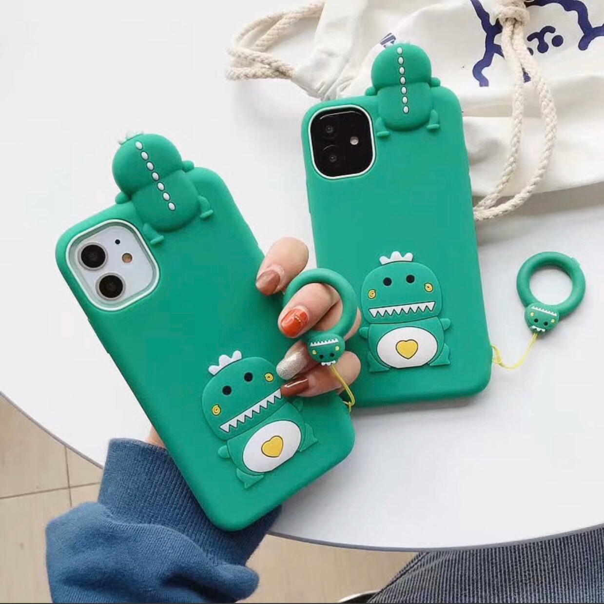 🦖Tặng kèm móc tay 🦖Iphone 6 6plus 7 7plus 8plus x xs max 11 pro max Ốp silicon thú leo Khủng Long
