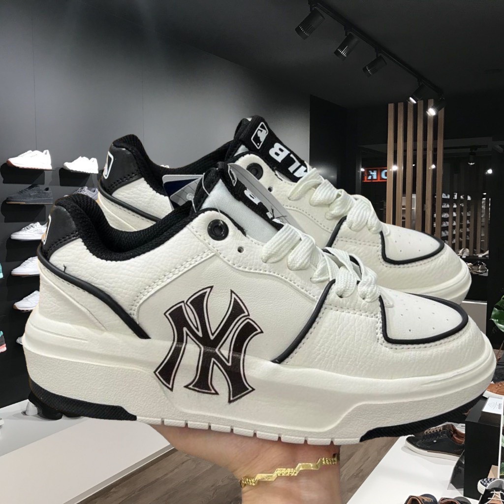 Giày MLB Chunky Liner NY Yankees High Trắng Đen Rep 11  N2K Sneaker