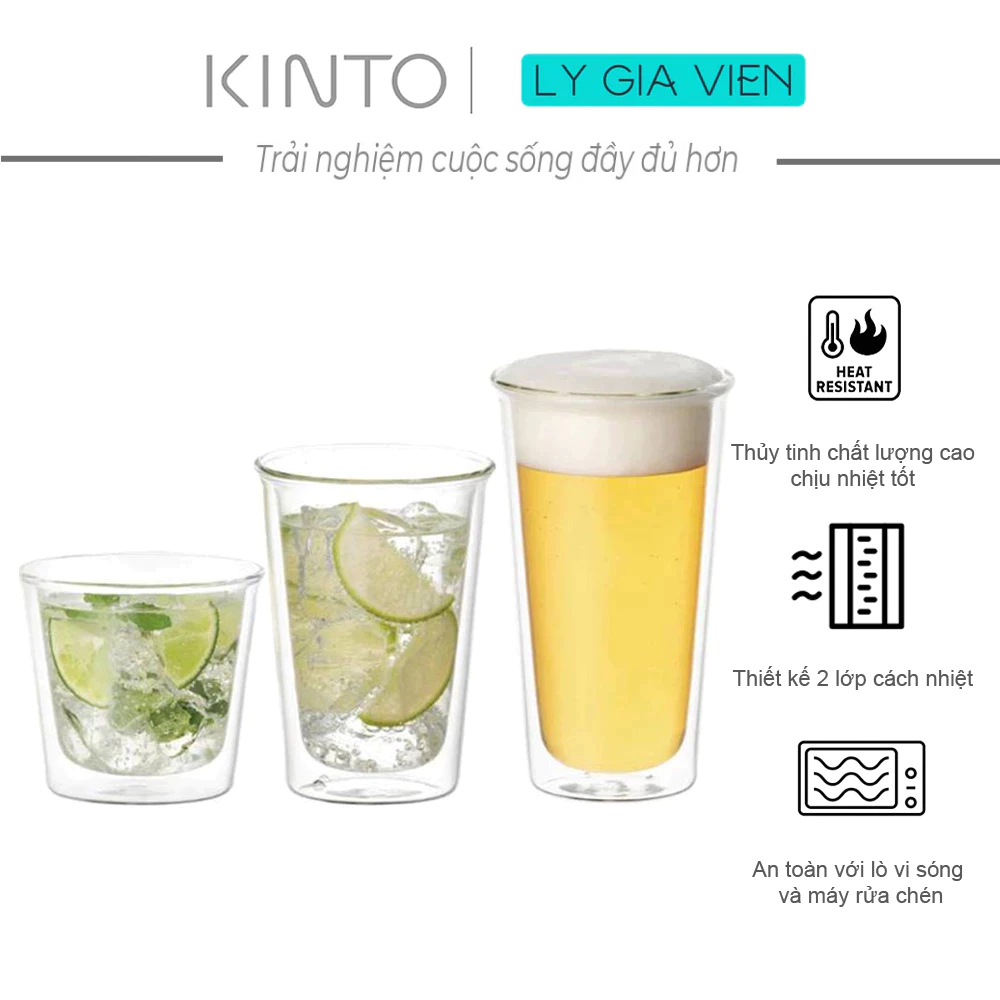 Ly thủy tinh 2 lớp kinto cast double wall glass