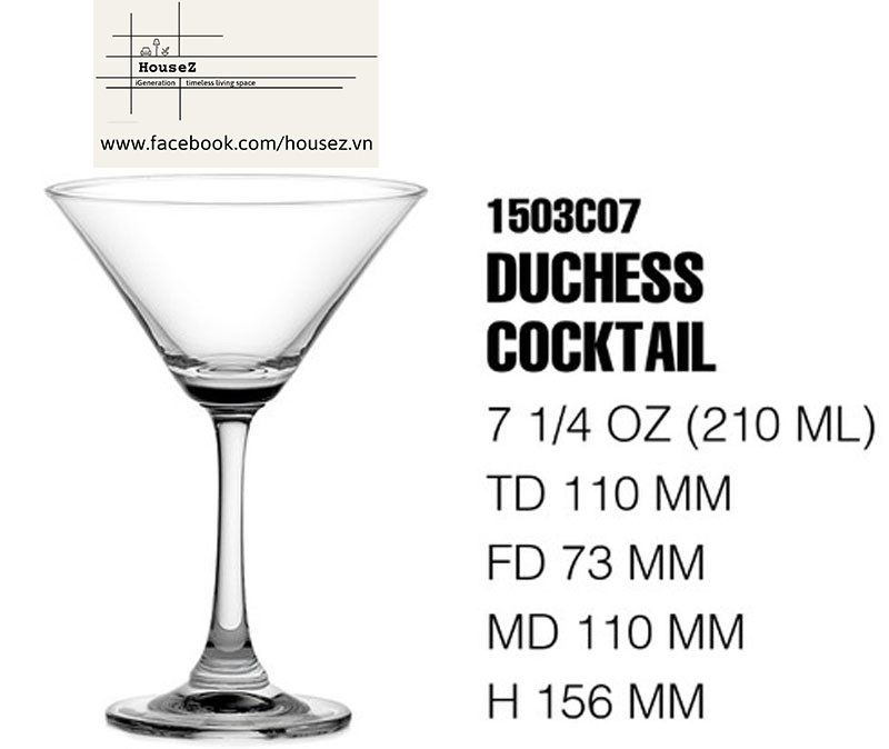 Bộ 06 ly Cocktail Martini Ocean Duchess - xuất sứ Thái Lan