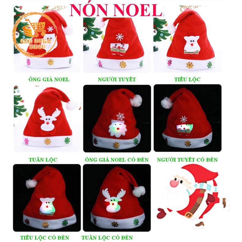 Mũ giáng sinh, nón ông già noel có đèn led người lớn trẻ em nhiều mẫu đẹp