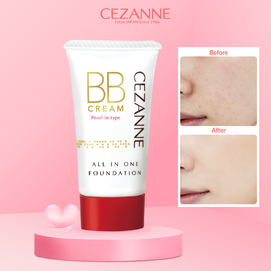Kem nền che khuyết điểm cezanne bb cream ngọc trai nhật bản spf 23 pa++ 32g