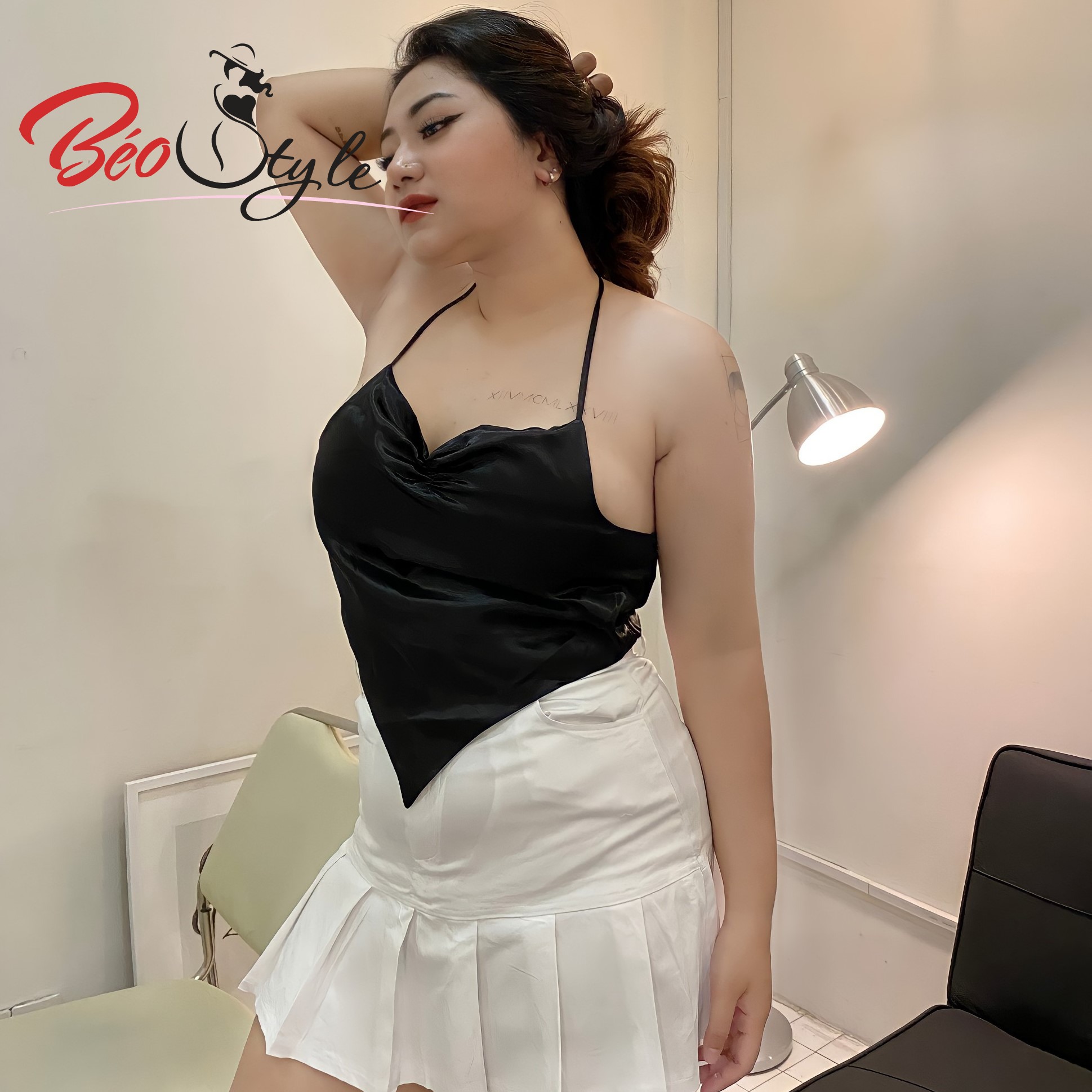 Áo yếm kiểu BIGSIZE croptop nhún ngực hot trend AKBS027 Dành cho các nàng từ 55-95kg- Mặc đi chơi, dạo phố , đi tiệc