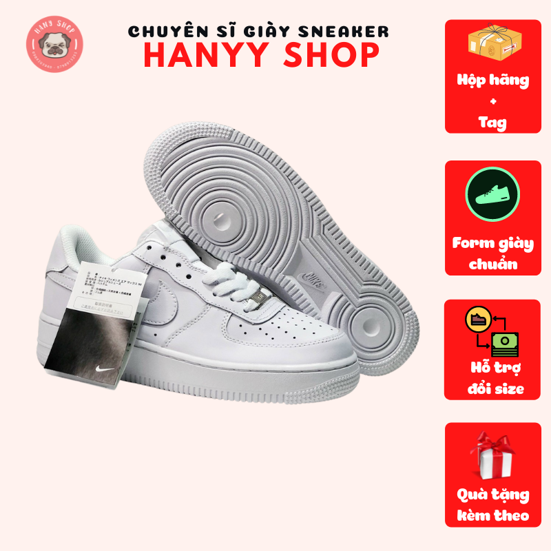 Giày sneaker nam nữ unisex Air Force 1 màu trắng siêu hot - Giày bata - Giày đôi - Giày đi học đi làm Hany Shop