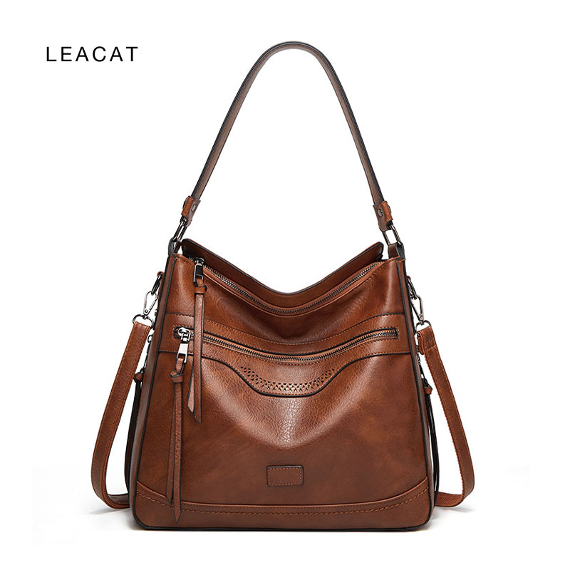 Leacat túi tote thời trang túi đeo vai cổ điển bằng da mềm túi đeo chéo