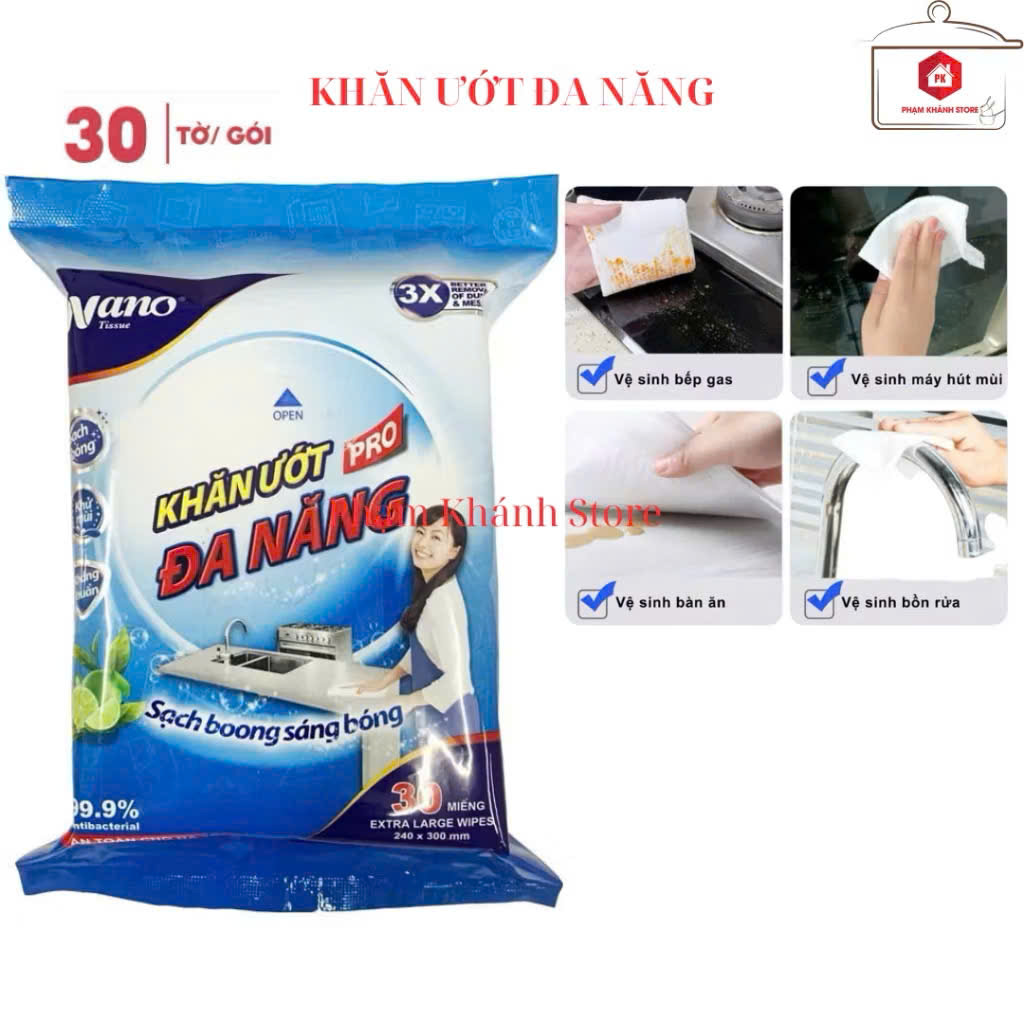 Khăn giấy ướt lau bếp khử mùi an toàn - khăn ướt đa năng kháng khuẩn