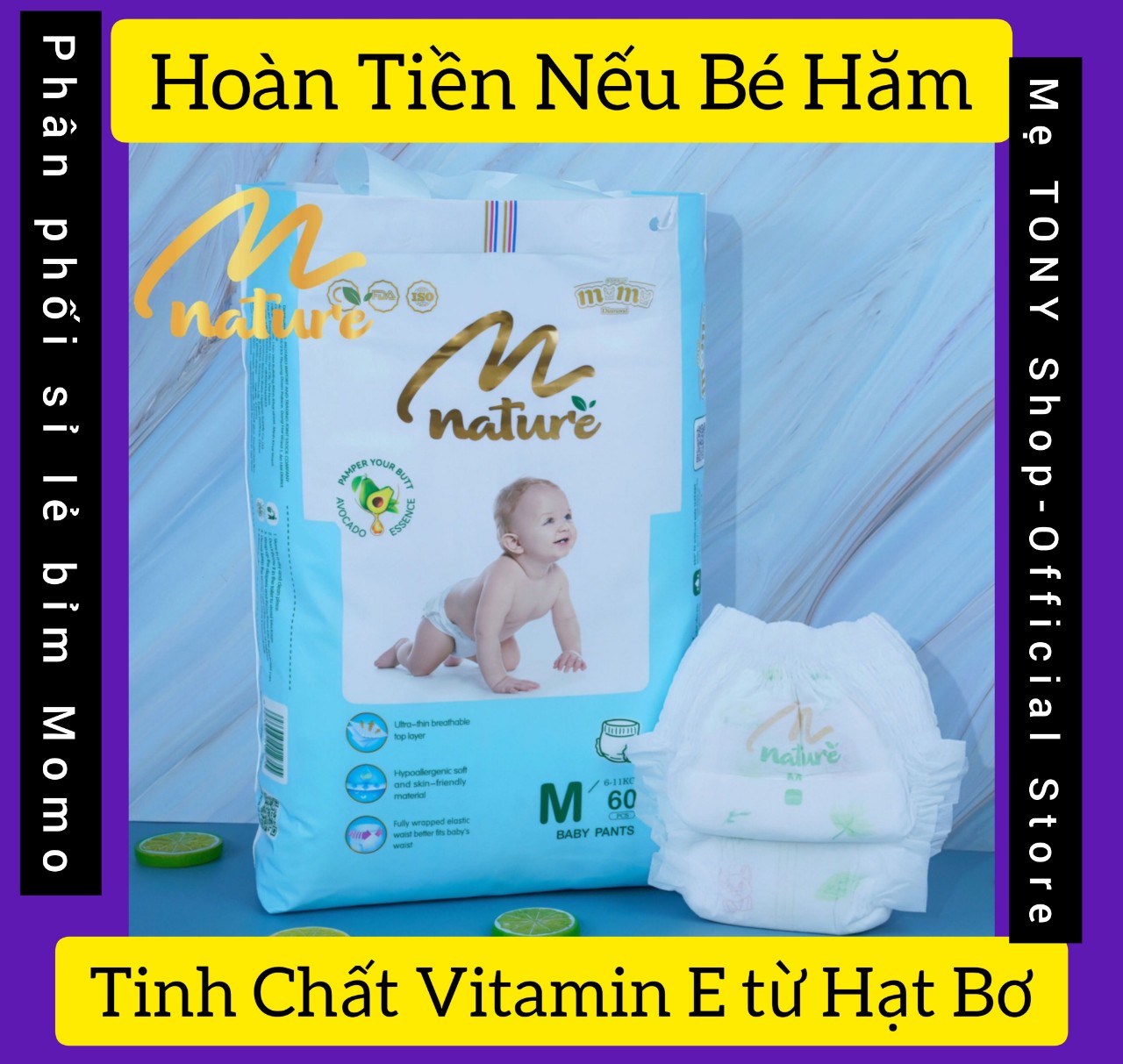 Lẻ 1 miếng bỉm tã dán/quần momodiamond nature hạt quả bơ