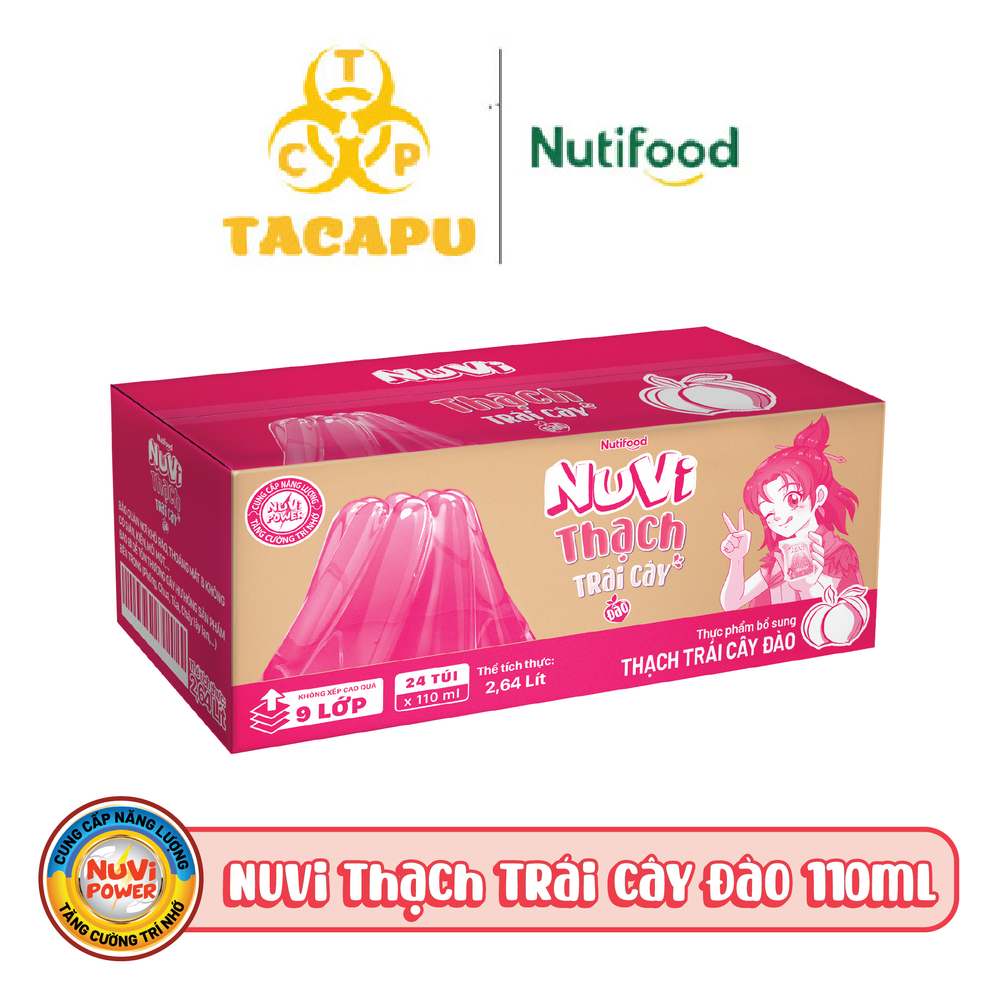 Thùng 24 Túi Nuvi Jelly Thạch Đào/Thạch Nho/Thạch Lúa Mạch túi NuVi Power 110ml - Thương Hiệu NUTIFO