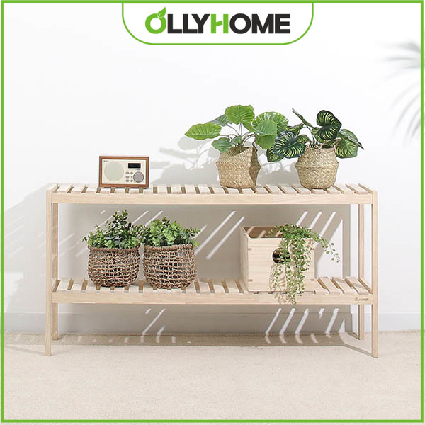 Kệ giày dépgỗ lắp ráp đa năng 2 tầng 100cm Ollyhome để giày dép đa năng gỗ thông nhập khẩu - Giá để giày dép gỗ 3 tầng cao cấp