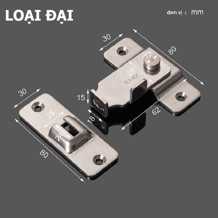 CHỐT GẠT KHÓA CỬA LÙA INOX LOẠI SIZE ĐẠI - DIY159