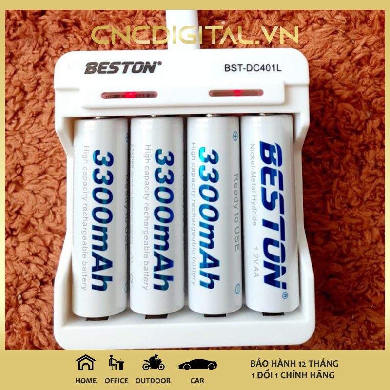 [Chọn Đúng Phân Loại ] Bộ 4 Pin tiểu sạc 3300mAh Beston AA AAA Sạc tự ngắt Beston + Hộp Đựng Pin, là một sản phẩm vô cùng hữu ích và tiện dụng cho những đồ dùng sử dụng pin như máy ảnh, đồ điện tử