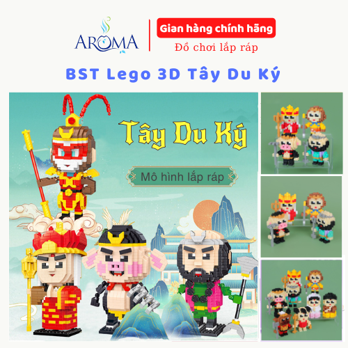Mô hình lego tây du kí, bst 4 thầy trò đường tăng,tôn ngộ không lắp ráp decor sáng tạo cho bé - aroma