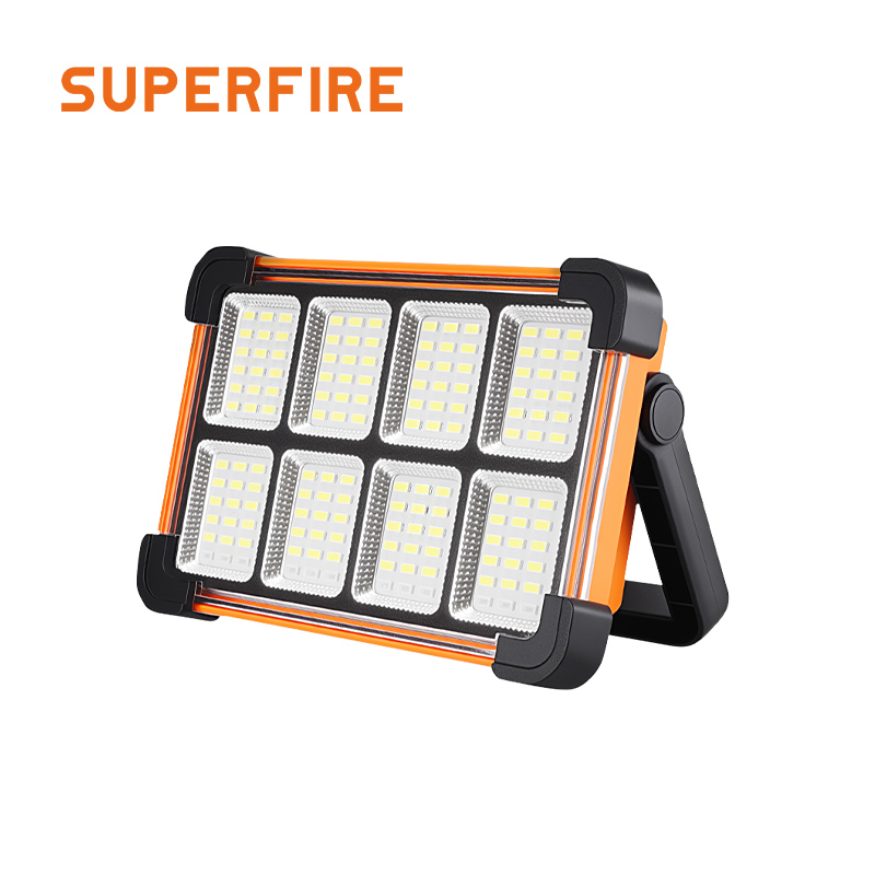 SUPERFIRE FS19-A Đèn khẩn cấp năng lượng mặt trời 20W, đèn LED chiếu sáng ngoài trời có thể sạc lại, chống nước IP54, đèn làm việc có đèn flash.