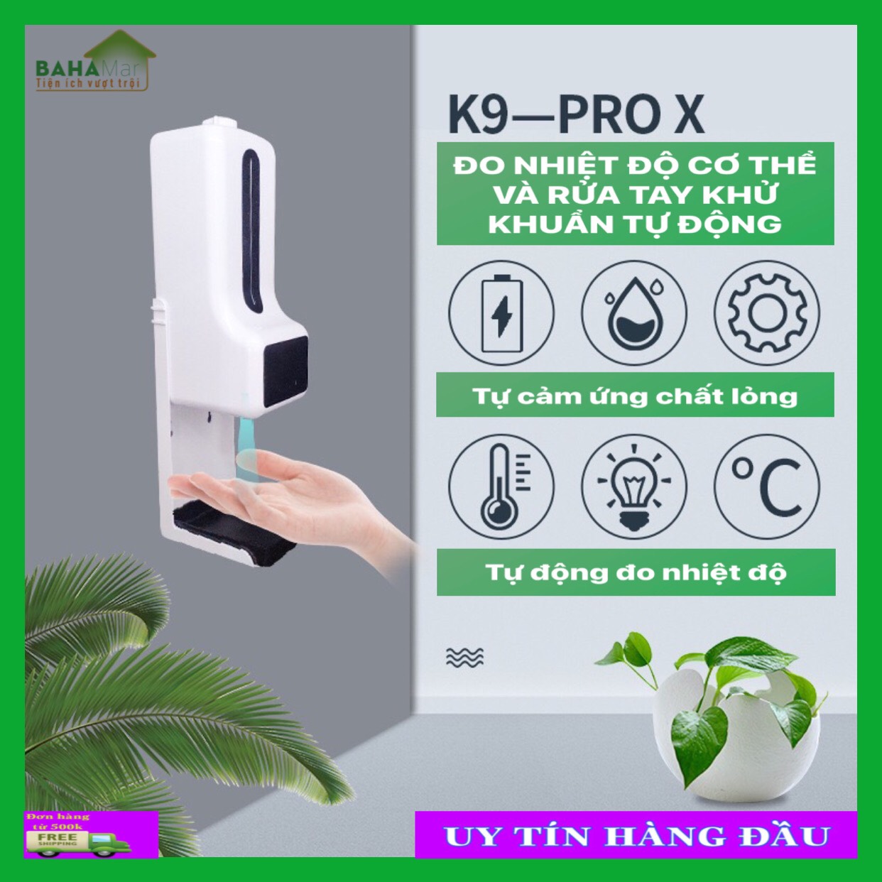 MÁY TÍCH HỢP 2 TRONG 1 ĐO NHIỆT ĐỘ VÀ PHUN CẢM ỨNG RỬA TAY KHỬ TRÙNG TỰ ĐỘNG K9ProX "BAHAMAR"