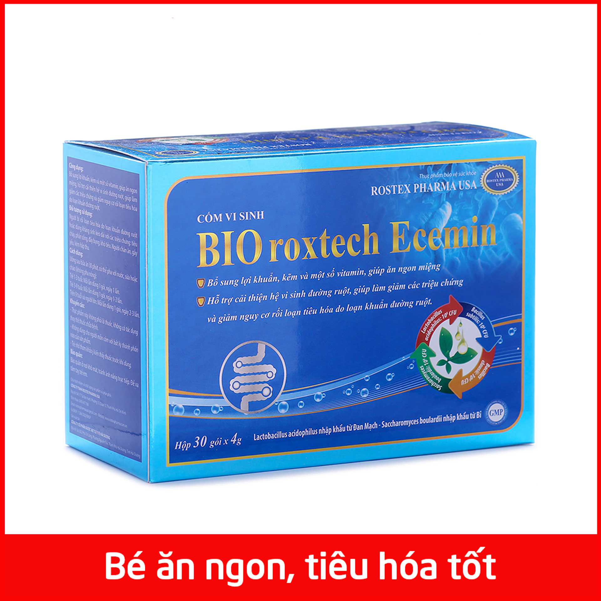 Cốm Vi Sinh BIO Roxtech Ecemin giúp ăn ngon miệng bổ sung lợi khuẩn đường ruột