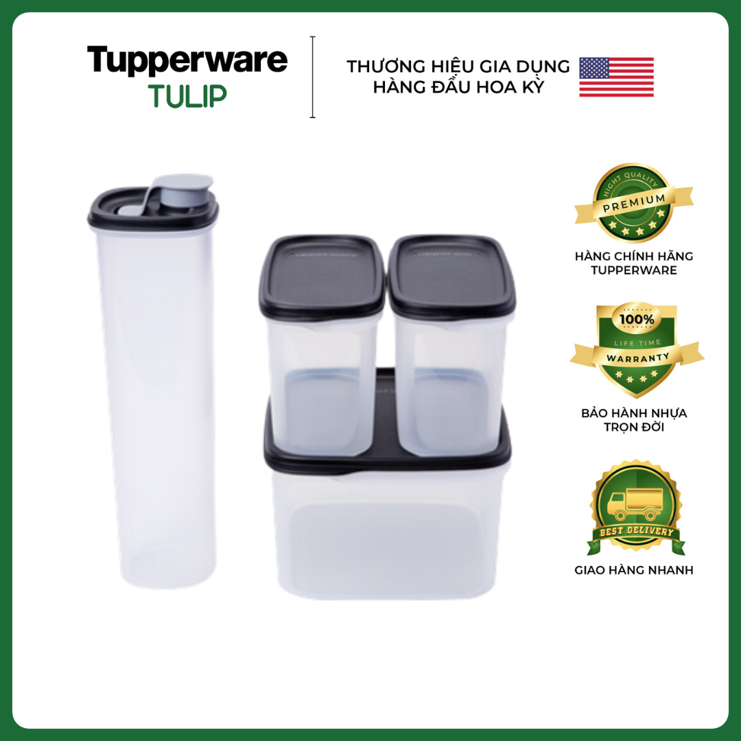 Bộ hộp kệ bếp urban kitchen tupperware , hộp trữ đồ khô cao cấp chính hãng