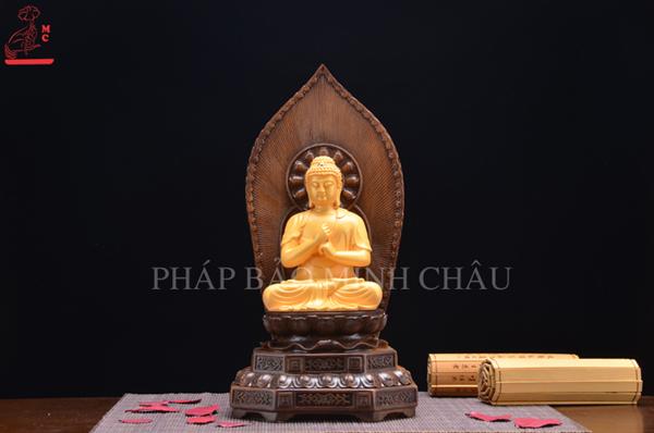 Tượng Đại Nhật Như Lai 36cm nhựa giả gỗ