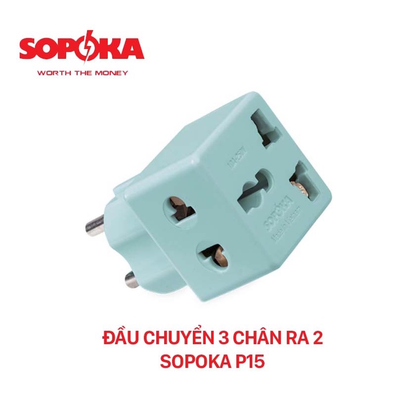 ♨❀ↂ [Chính hãng] Ổ chia điện đầu nối thông h P15 1 chia 2 cửa có ổ cắm 3 chấu tiện lợi