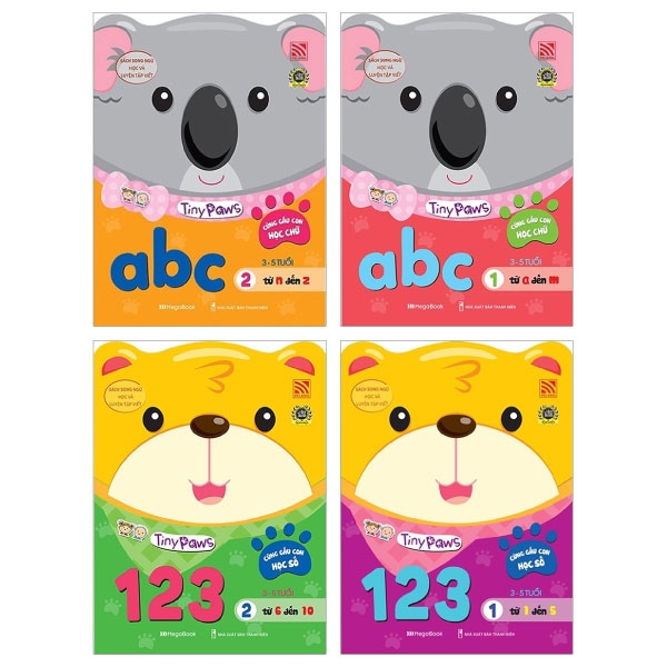 Fahasa - combo sách hay tiny paws - cùng gấu con: học chữ cái tiếng anh abc + học số 123