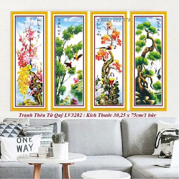 Tranh Thêu Chữ Thập Tứ Quý LV3282 - Tự Thêu