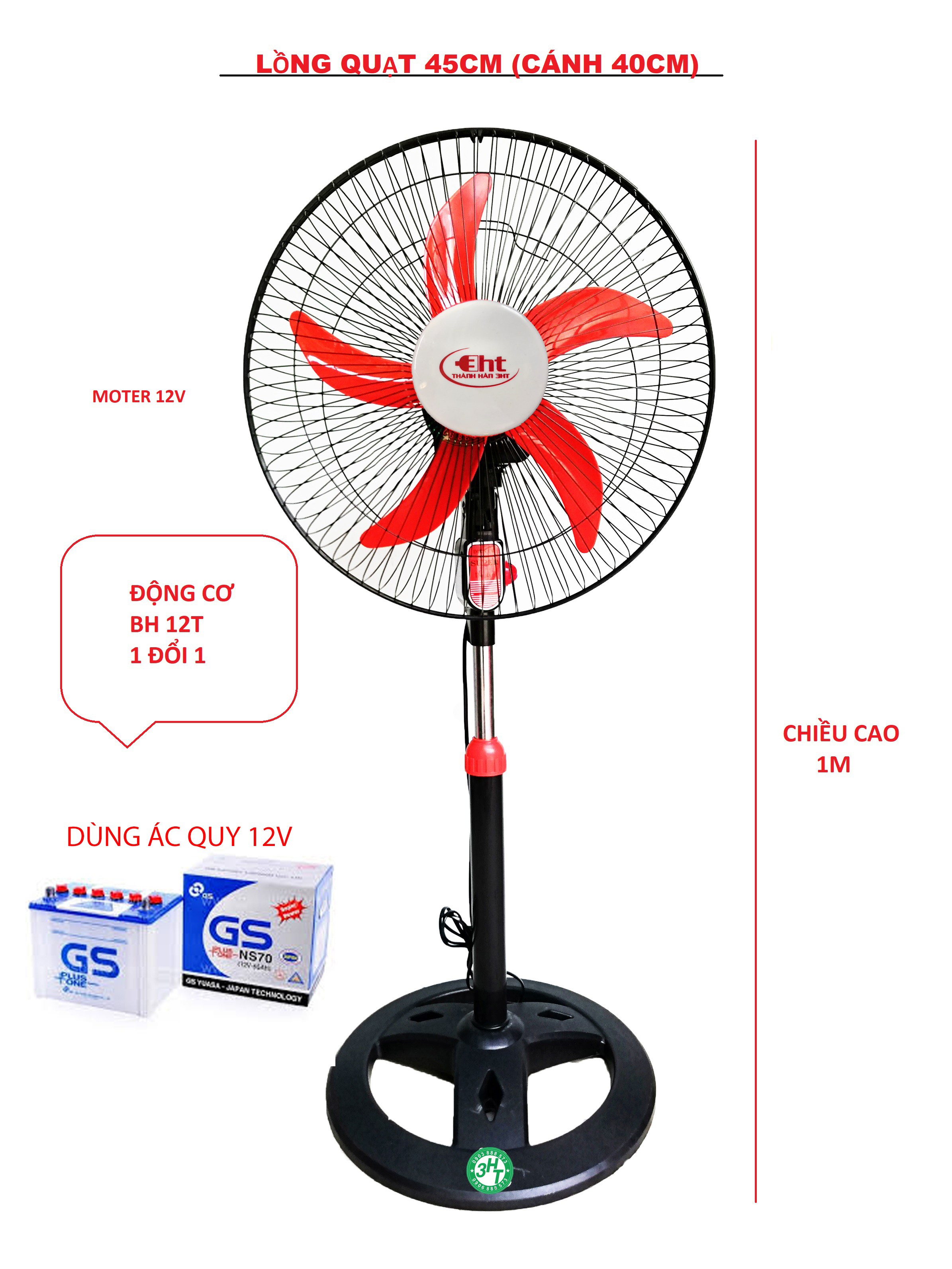 QUẠT DÙNG BÌNH 12V HOẶC NĂNG LƯỢNG MẶT TRỜI