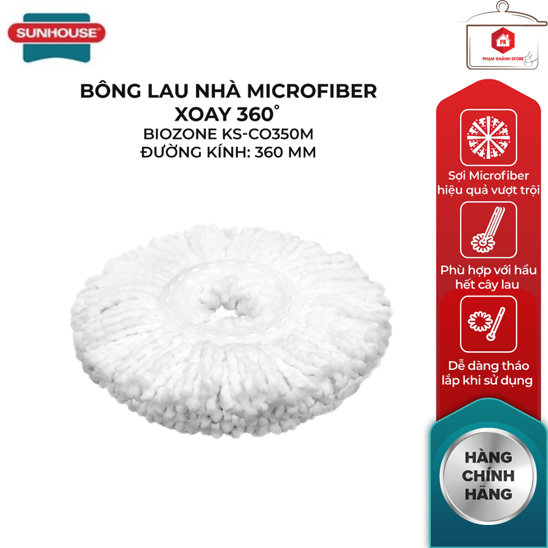 Bông lau nhà microfiber xoay 360 độ sunhouse ks-co350m