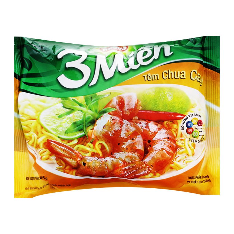 Mì 3 Miền Tôm Chua Cay Thùng 30 gói x 65gr