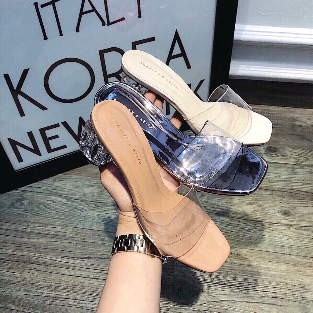 Giày Cao Gót Nữ Quai Trong, Gót Trong Sang Chảnh 5p CG-0297