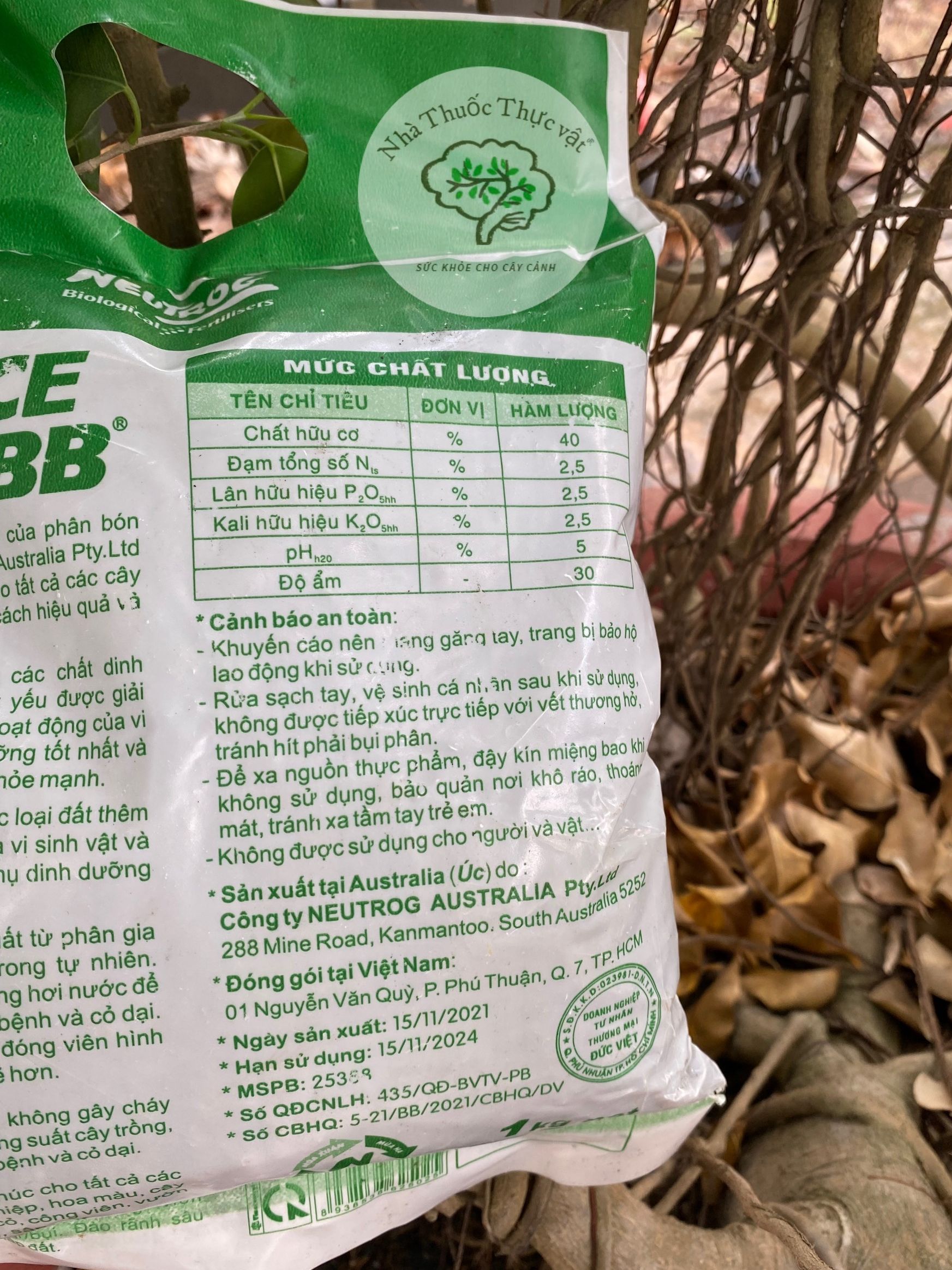 1kg Phân Hữu Cơ Dynamic Úc Bounce Back BB chuyên dùng cho lan cây cảnh rau