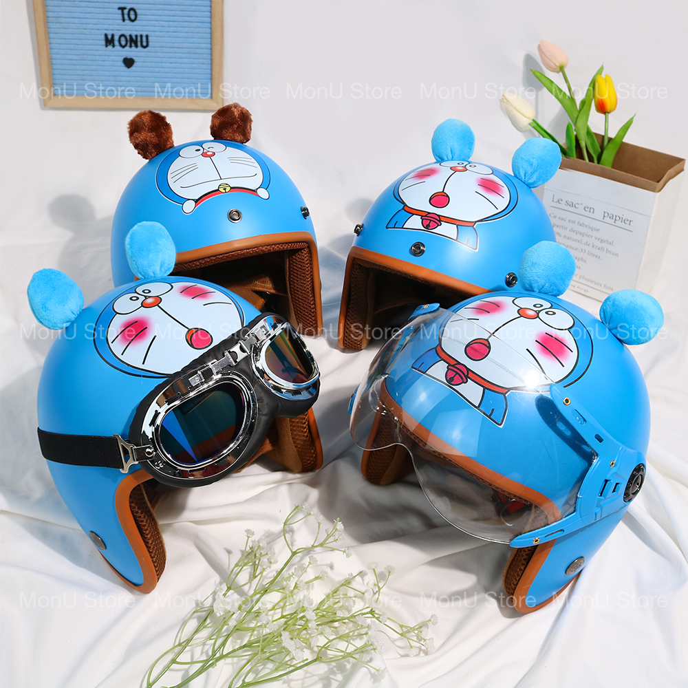 Mũ bảo hiểm 3/4 doraemon doremon có tai dễ thương cute ty0249
