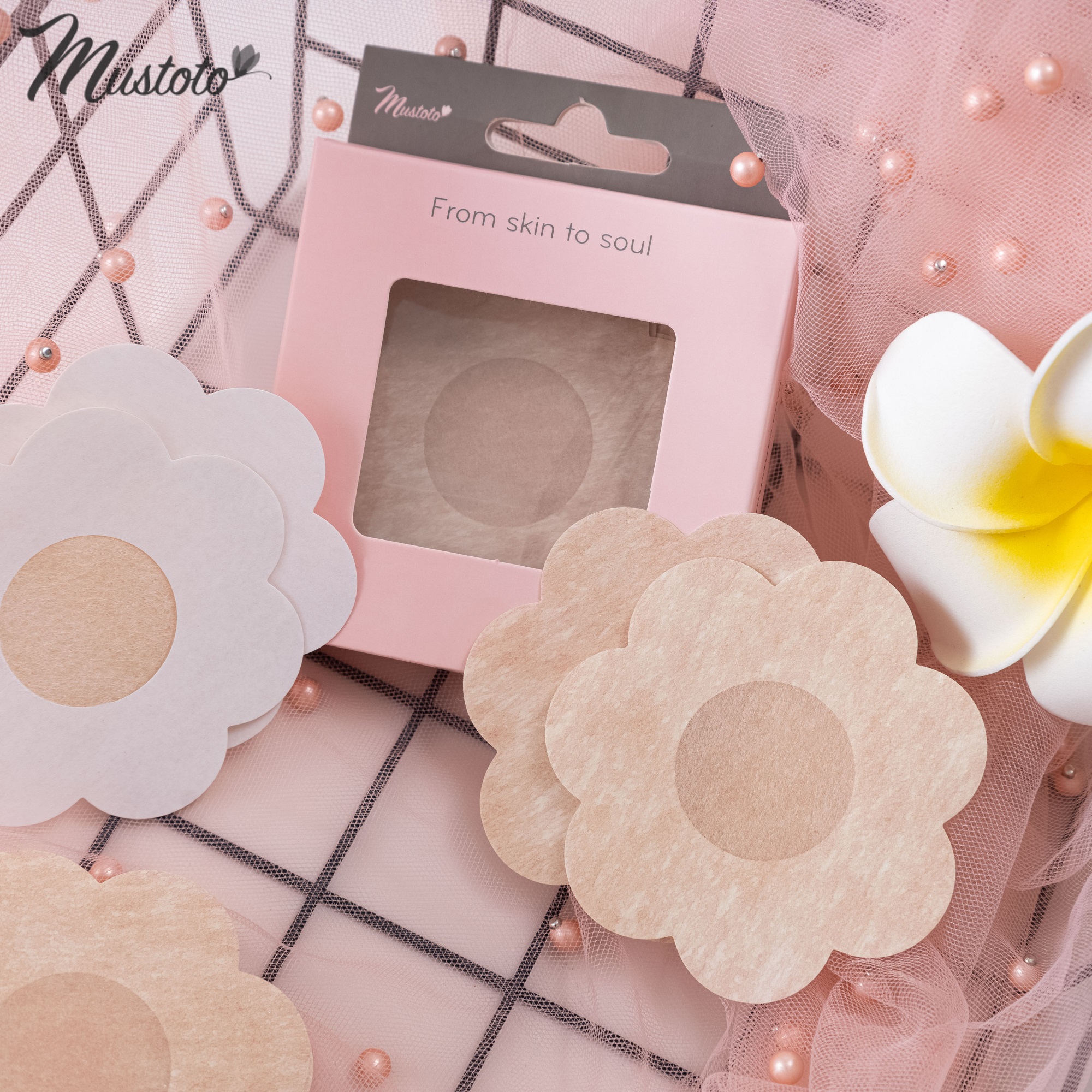 Miếng Dán Ngực Nhũ Hoa Giấy Bông Hoa Mustoto