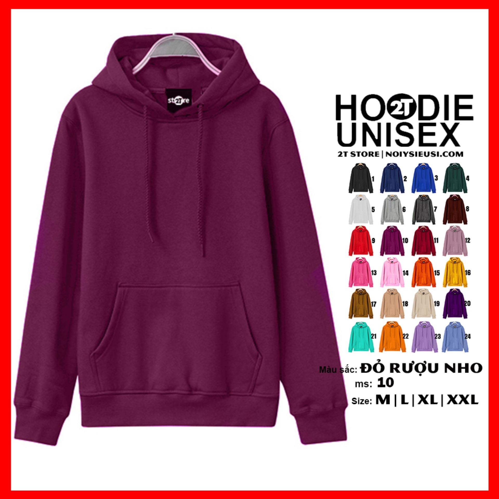 [4.4 HOÀN TIỀN 15%][HCM]Áo Khoác Nỉ Bông Hoodie Trơn Unisex 2T Store - Nón May Đắp 2 Lớp - Xỏ Ngón Cái (Đỏ Rượu Nho)