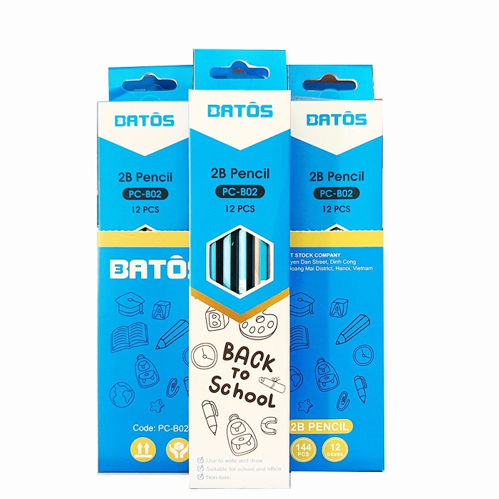 Bút chì gỗ 2B Batos PC-B02 - Hộp 12 cây