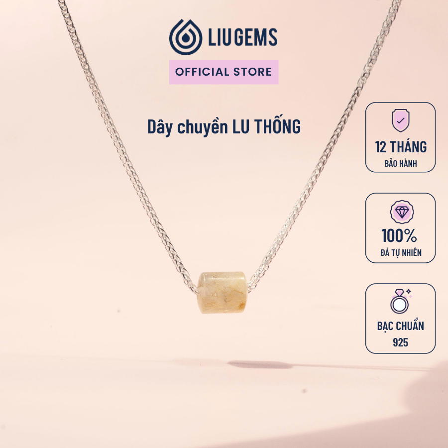 Dây chuyền bạc lu thống đá phong thủy liugems unisex, thời trang, thanh lịch dc06