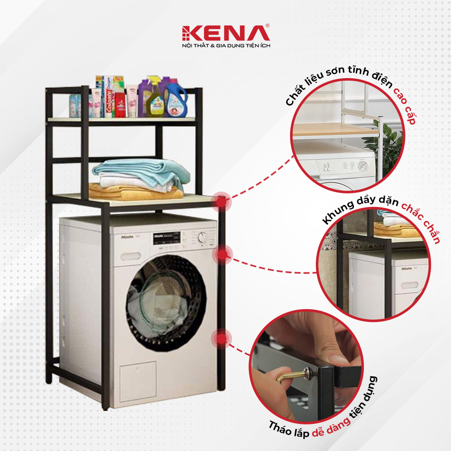 Kệ máy giặt máy sấy 2 tầng kena kmg 1001-2 kiểu dáng sang trọng hiện đại tiết kiệm không gian tối đa