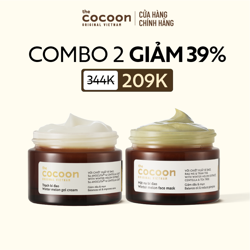 COMBO 1 Thạch bí đao cấp ẩm, ngăn ngừa mụn Cocoon 30ml + 1 Mặt nạ bí đao giảm dầu  mụn Cocoon 30ml
