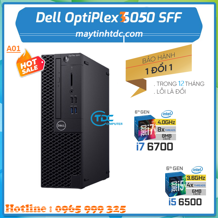 Thùng máy tính để bàn DELL optiplex 3050 / 5050 SFF core i7 6700 - I5 6500 - I3 6100 | ram 16GB | ổ cứng SSD 512GB. Bảo hành 12 tháng 1 đổi 1