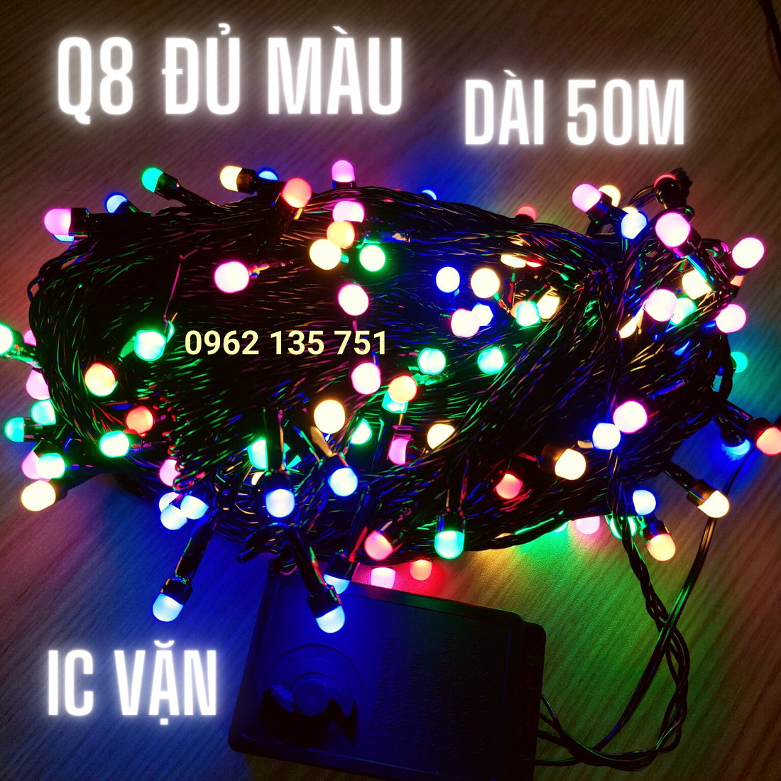 Dây đèn LED chớp nháy trang trí Noel đủ màu - màu vàng bóng tròn Q8 - 40m