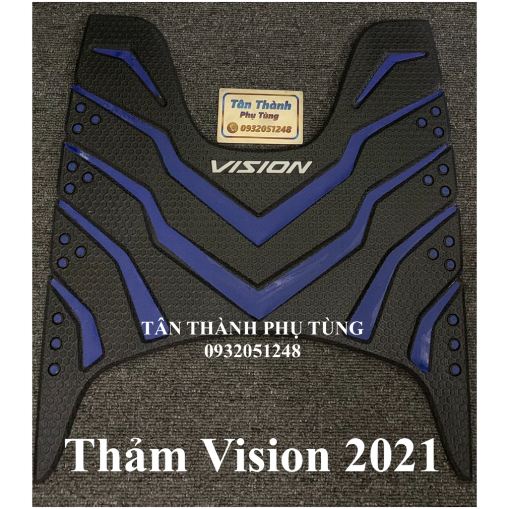 Thảm nhựa Vision 2021 màu xanh dương dày mẫu Indo