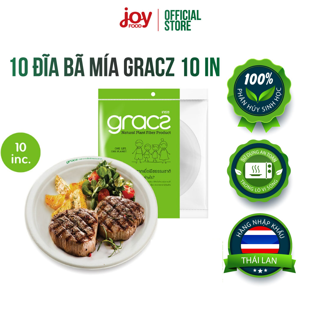 10 đĩa bã mía Gracz 10in , đĩa dùng 1 lần phân hủy sinh học