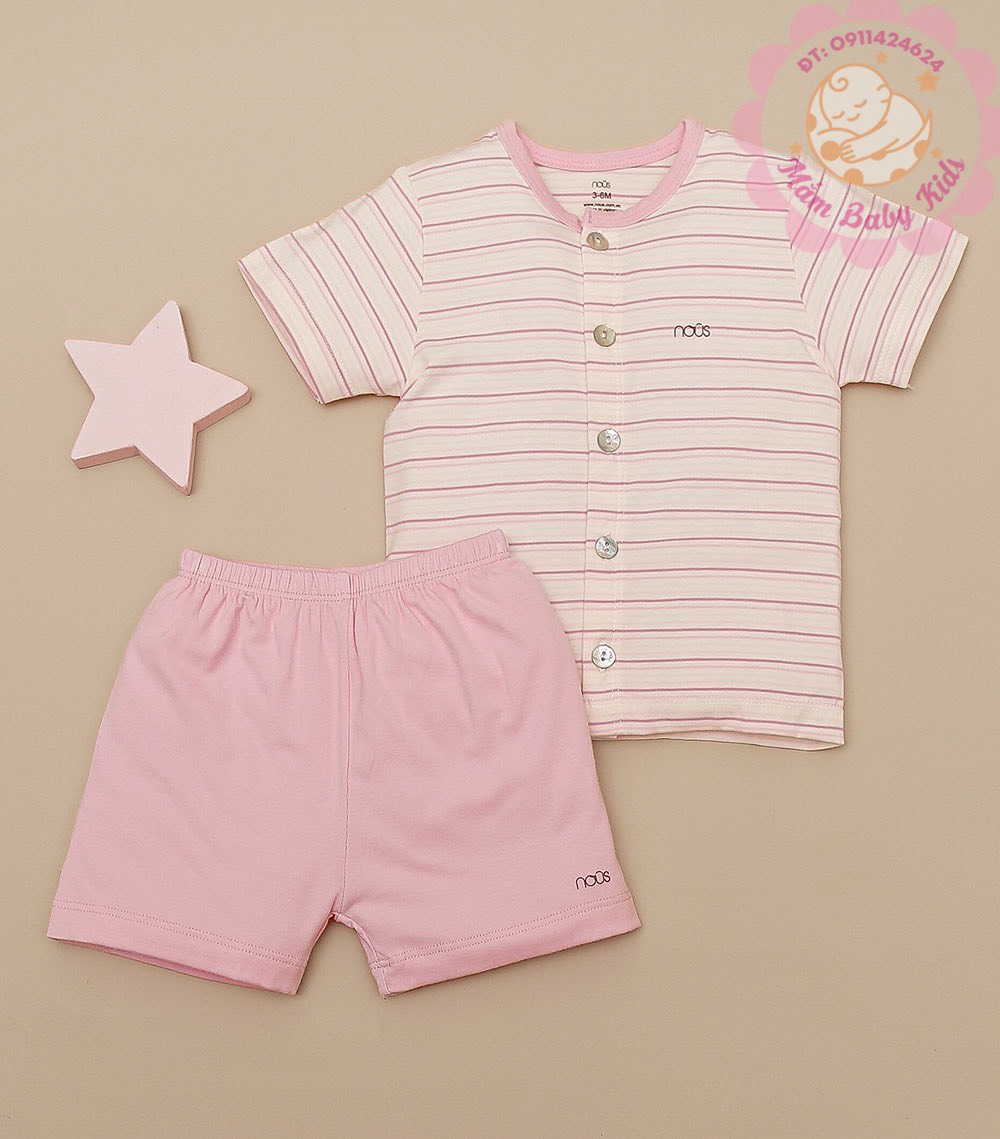 bộ cộc kẻ hồng Nous chất peptit siêu xinh đủ sz cho bé từ 3-12m