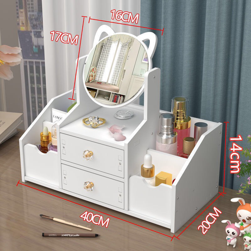 Kệ mỹ phẩm mini kệ để đồ trang điểm có kèm gương tai mèo dễ thương