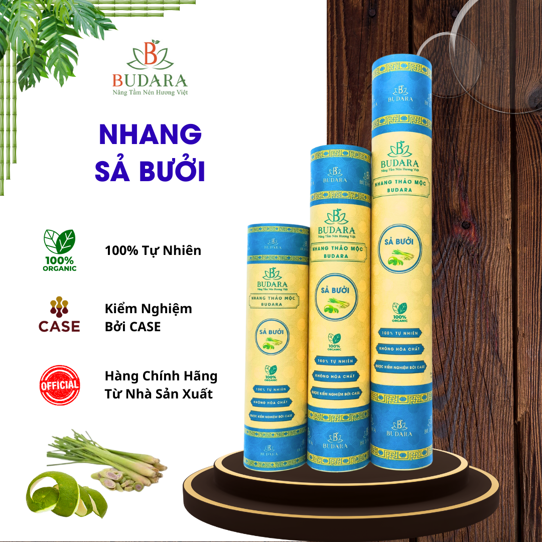 Nhang sả bưởi, nhang sả, nhang bưởi, nhang sạch không hoá chất, nhang thảo mộc budara