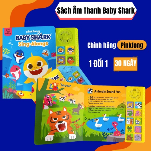 Sách âm thanh baby shark, sách nhạc pink fong chính hãng, đồ chơi âm thanh cho bé 1,2,3,4 tuổi