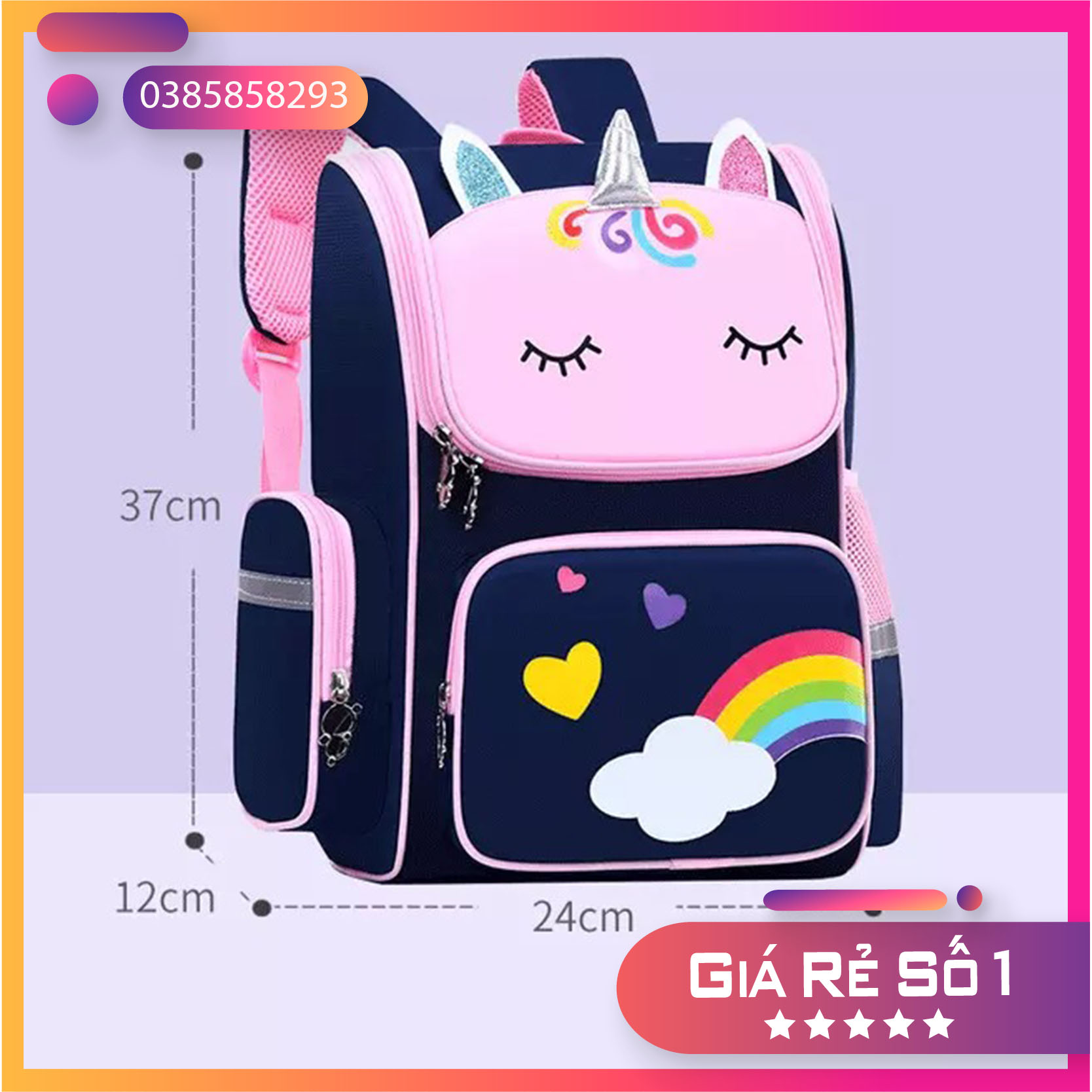 [CHẤT XỊN-SIZE37CM-Lớp 1-3] Balo cho bé tiểu học chống gù có phản quang - Cặp sách học sinh siêu nhẹ hình KỲ LÂN đáng iu