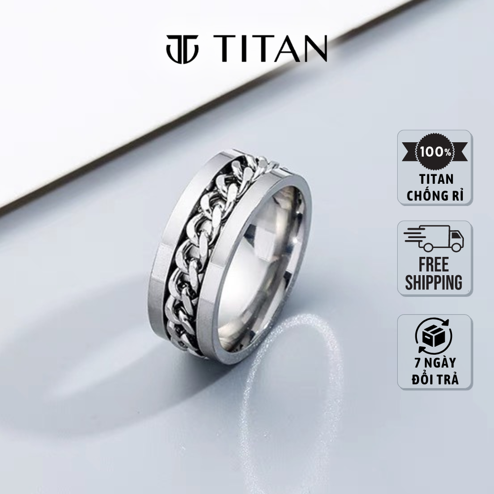 Nhẫn nam nữ xích unisex, nhẫn thời trang màu bạc 925 hiphop cá tính ring titan freesize không gỉ Titan Shop