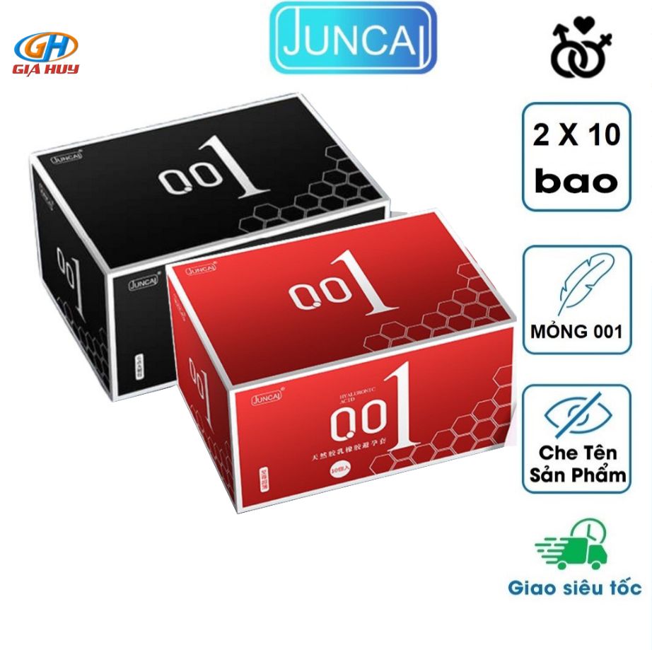 COMBO 2 hộp 20 chiếc Bao cao su olo 001 bcs siêu mỏng đỏ truyền nhiệt đen gai liti